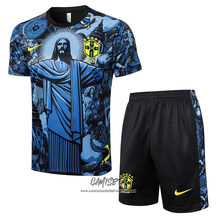 Chandal del Brasil Jesus 2024-2025 Manga Corta Azul - Pantalon Corto